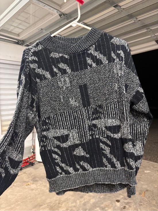 Zeppelin Other - Vintage Zeppelin Black Gray Abstract Knit Sweater Size Medium Made in Korea